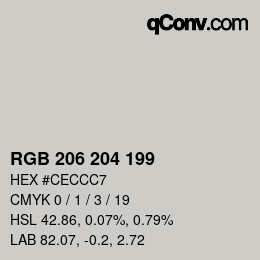 Color code: RGB 206 204 199 | qconv.com