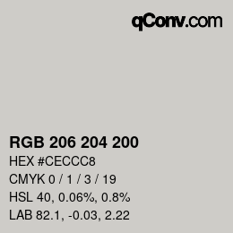 カラーコード: RGB 206 204 200 | qconv.com