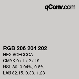 カラーコード: RGB 206 204 202 | qconv.com