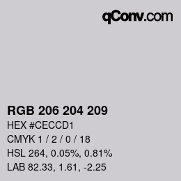 Color code: RGB 206 204 209 | qconv.com