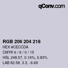 Farbcode: RGB 206 204 218 | qconv.com