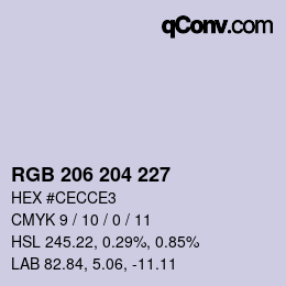Color code: RGB 206 204 227 | qconv.com