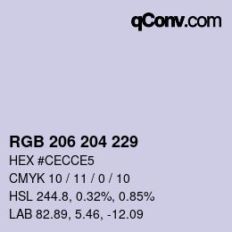 カラーコード: RGB 206 204 229 | qconv.com