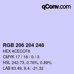 Color code: RGB 206 204 248 | qconv.com