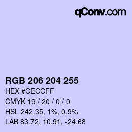 Color code: RGB 206 204 255 | qconv.com