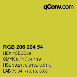 Color code: RGB 206 204 54 | qconv.com