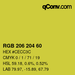 Color code: RGB 206 204 60 | qconv.com