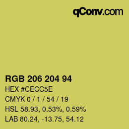 Farbcode: RGB 206 204 94 | qconv.com