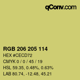 Color code: RGB 206 205 114 | qconv.com