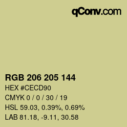 カラーコード: RGB 206 205 144 | qconv.com