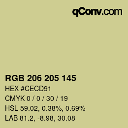 カラーコード: RGB 206 205 145 | qconv.com
