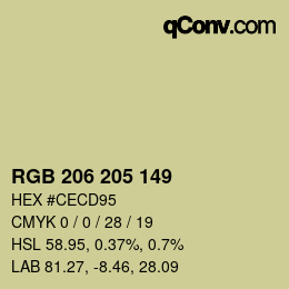 Code couleur: RGB 206 205 149 | qconv.com