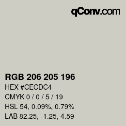 Farbcode: RGB 206 205 196 | qconv.com