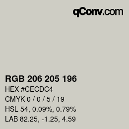 Code couleur: RGB 206 205 196 | qconv.com