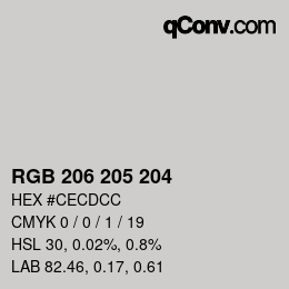 カラーコード: RGB 206 205 204 | qconv.com