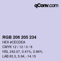 Farbcode: RGB 206 205 234 | qconv.com