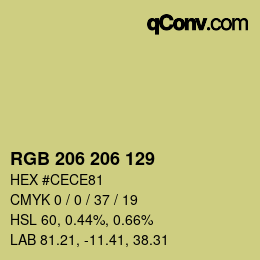 カラーコード: RGB 206 206 129 | qconv.com