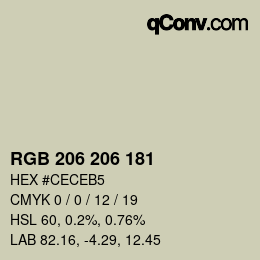 Color code: RGB 206 206 181 | qconv.com