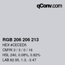カラーコード: RGB 206 206 213 | qconv.com