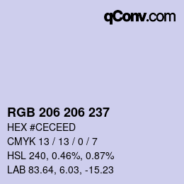 Color code: RGB 206 206 237 | qconv.com