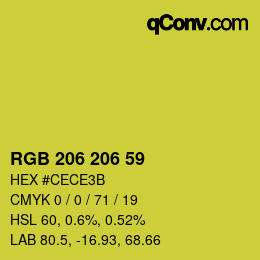 Color code: RGB 206 206 59 | qconv.com