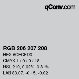 カラーコード: RGB 206 207 208 | qconv.com