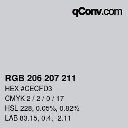 Color code: RGB 206 207 211 | qconv.com
