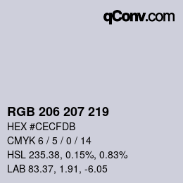 カラーコード: RGB 206 207 219 | qconv.com