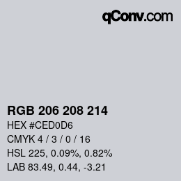 カラーコード: RGB 206 208 214 | qconv.com
