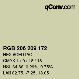 カラーコード: RGB 206 209 172 | qconv.com