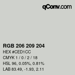 カラーコード: RGB 206 209 204 | qconv.com