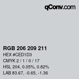 Color code: RGB 206 209 211 | qconv.com