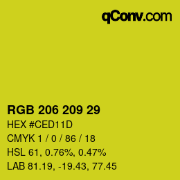 カラーコード: RGB 206 209 29 | qconv.com
