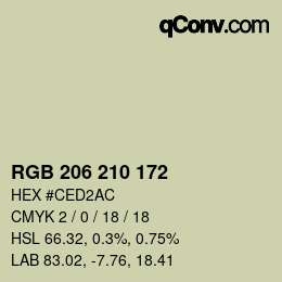 カラーコード: RGB 206 210 172 | qconv.com