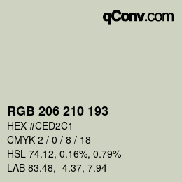 Código de color: RGB 206 210 193 | qconv.com