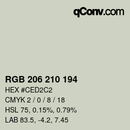 Color code: RGB 206 210 194 | qconv.com