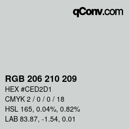 Color code: RGB 206 210 209 | qconv.com