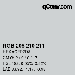 Color code: RGB 206 210 211 | qconv.com