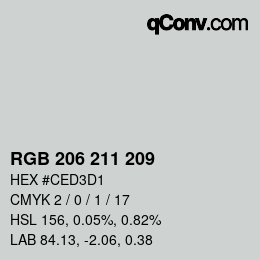 Color code: RGB 206 211 209 | qconv.com