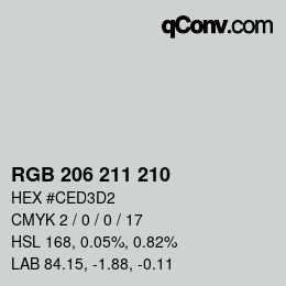 カラーコード: RGB 206 211 210 | qconv.com
