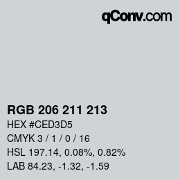Color code: RGB 206 211 213 | qconv.com