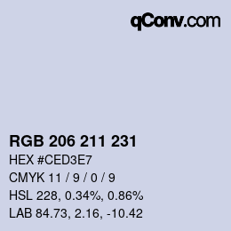 Color code: RGB 206 211 231 | qconv.com