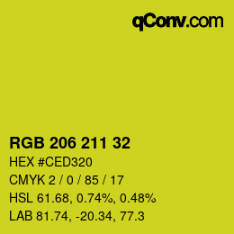Color code: RGB 206 211 32 | qconv.com