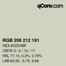 颜色代码: RGB 206 212 191 | qconv.com