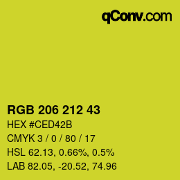 颜色代码: RGB 206 212 43 | qconv.com