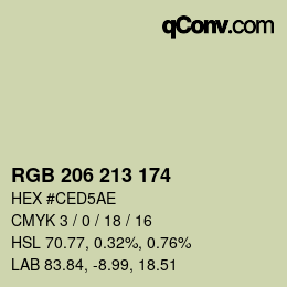 Code couleur: RGB 206 213 174 | qconv.com