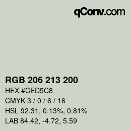 カラーコード: RGB 206 213 200 | qconv.com