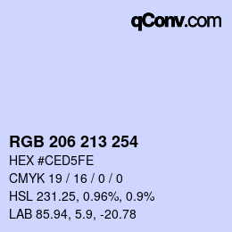 颜色代码: RGB 206 213 254 | qconv.com