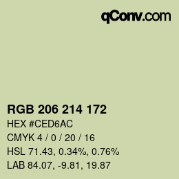 Color code: RGB 206 214 172 | qconv.com