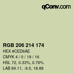 Código de color: RGB 206 214 174 | qconv.com
